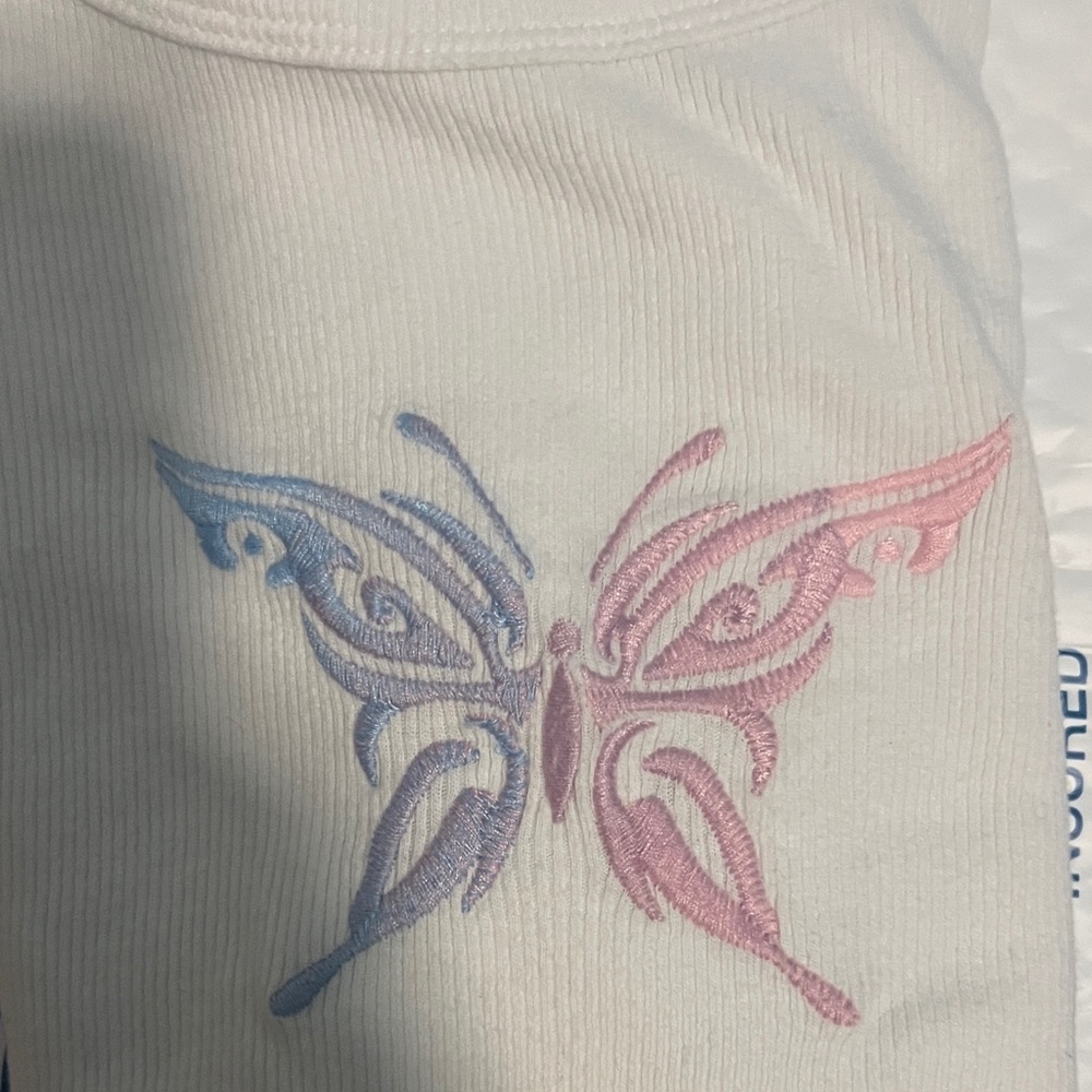 Hollister Short Sleeve Top with Pink and Blue Butterfly